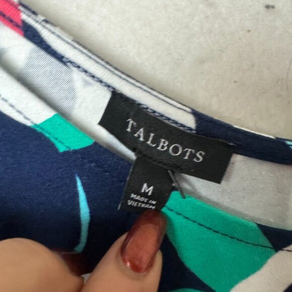 Talbots Dress sz M maxi Blue Jersey Knit Sleeveless Floral Botanical NEW - Picture 4 of 6